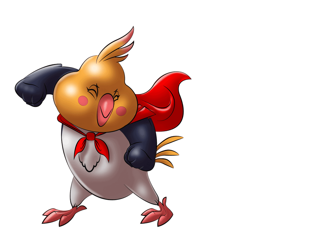 Golu mascot in a confident adoption pose